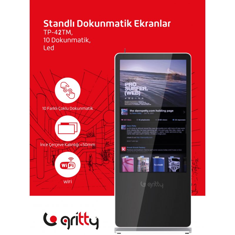 Gritty TP-42TM Standlı Dokunmatik Ekran